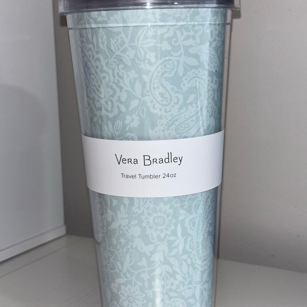 Vera Bradley Eden paisley mint travel tumbler 24oz flexible straw new - Picture 3 of 7